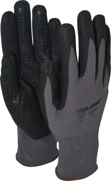 PRO-SAFE - Size L (9) Nitrile Coated Nylon General Protection Work Gloves - For General Purpose, Palm & Fingers Coated, Knit Wrist Cuff, Full Fingered, Black/Gray, Paired - All Tool & Supply