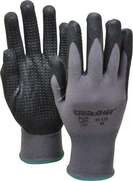 PRO-SAFE - Size M (8) Nitrile Coated Nylon General Protection Work Gloves - For General Purpose, Palm & Fingers Coated, Knit Wrist Cuff, Full Fingered, Black/Gray, Paired - All Tool & Supply