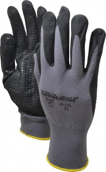 PRO-SAFE - Size XL (10) Nitrile Coated Nylon General Protection Work Gloves - For General Purpose, Palm & Fingers Coated, Knit Wrist Cuff, Full Fingered, Black/Gray, Paired - All Tool & Supply