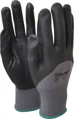 PRO-SAFE - Size M (8) Nitrile Coated Nylon General Protection Work Gloves - For General Purpose, Palm & Fingers Coated, Knit Wrist Cuff, Full Fingered, Black/Gray, Paired - All Tool & Supply