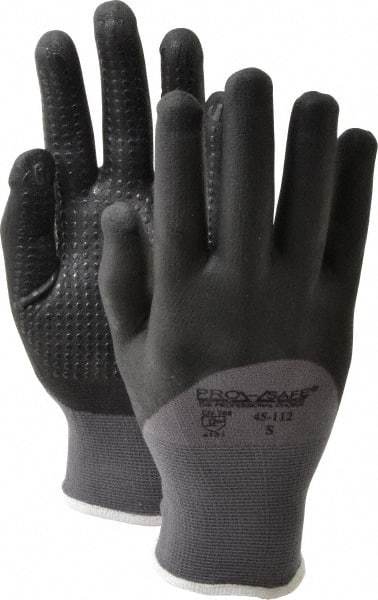 PRO-SAFE - Size S (7) Nitrile Coated Nylon General Protection Work Gloves - For General Purpose, Palm & Fingers Coated, Knit Wrist Cuff, Full Fingered, Black/Gray, Paired - All Tool & Supply