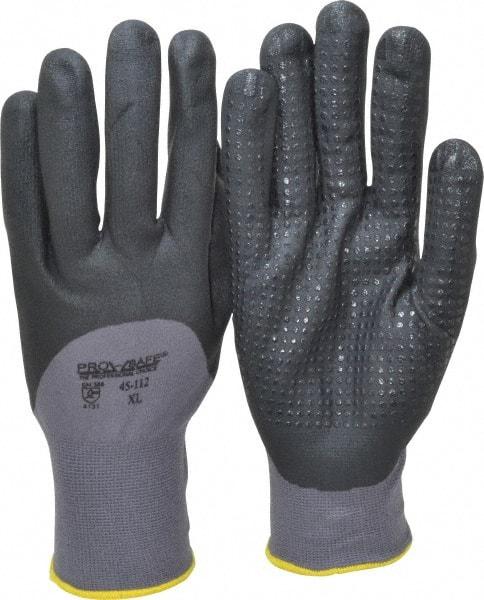 PRO-SAFE - Size XL (10) Nitrile Coated Nylon General Protection Work Gloves - For General Purpose, Palm & Fingers Coated, Knit Wrist Cuff, Full Fingered, Black/Gray, Paired - All Tool & Supply