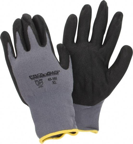 PRO-SAFE - Size XL (10) Nitrile Coated Nylon General Protection Work Gloves - For General Purpose, Palm & Fingers Coated, Knit Wrist Cuff, Full Fingered, Black/Gray, Paired - All Tool & Supply