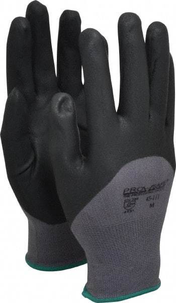 PRO-SAFE - Size M (8) Nitrile Coated Nylon General Protection Work Gloves - For General Purpose, Palm & Fingers Coated, Knit Wrist Cuff, Full Fingered, Black/Gray, Paired - All Tool & Supply