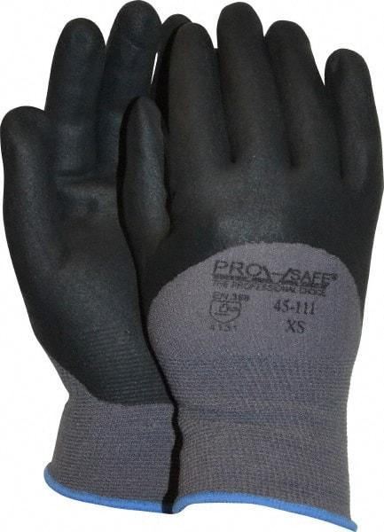 PRO-SAFE - Size XS (6) Nitrile Coated Nylon General Protection Work Gloves - For General Purpose, Palm & Fingers Coated, Knit Wrist Cuff, Full Fingered, Black/Gray, Paired - All Tool & Supply