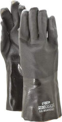 PRO-SAFE - Size L (9), 14" Long, Supported, PVC Chemical Resistant Gloves - Textured Finish, Jersey Lined, Gauntlet Cuff, Black - All Tool & Supply