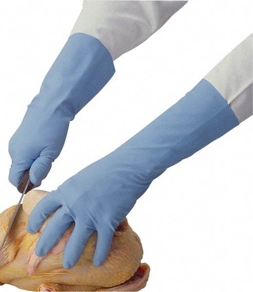 PIP - Size XL (10), 13" Long, 9 mil Thick, Nitrile Chemical Resistant Gloves - Textured Finish, Straight Cuff, ANSI Abrasion Level 2, ANSI Cut Level 0, ANSI Puncture Level 3, Blue, FDA Approved - All Tool & Supply