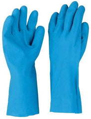 PIP - Size L (9), 13" Long, 9 mil Thick, Nitrile Chemical Resistant Gloves - Textured Finish, Straight Cuff, ANSI Abrasion Level 2, ANSI Cut Level 0, ANSI Puncture Level 3, Blue, FDA Approved - All Tool & Supply