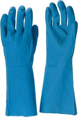 PIP - Size M (8), 13" Long, 9 mil Thick, Nitrile Chemical Resistant Gloves - Textured Finish, Straight Cuff, ANSI Abrasion Level 2, ANSI Cut Level 0, ANSI Puncture Level 3, Blue, FDA Approved - All Tool & Supply