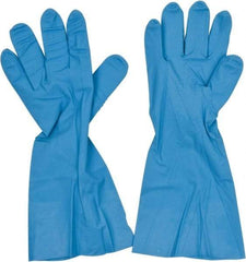 PIP - Size S (7), 13" Long, 9 mil Thick, Nitrile Chemical Resistant Gloves - Textured Finish, Straight Cuff, ANSI Abrasion Level 2, ANSI Cut Level 0, ANSI Puncture Level 3, Blue, FDA Approved - All Tool & Supply