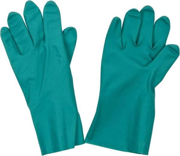 PRO-SAFE - Size 2XL (11), 13" Long, 15 mil Thick, Nitrile Chemical Resistant Gloves - Textured Finish, Safety Cuff, ANSI Abrasion Level 3, ANSI Cut Level 0, ANSI Puncture Level 1, Green, FDA Approved - All Tool & Supply