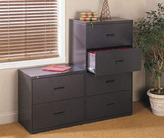 Hon - 30" Wide x 53-1/4" High x 19-1/4" Deep, 4 Drawer Lateral File - Steel, Black - All Tool & Supply