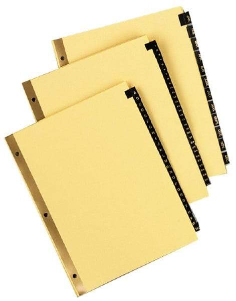 UNIVERSAL - 8-1/2 x 11" 1 to 31 Label, 31 Tabs, Single Side Gold Mylar Reinforced Binding Edge, Simulated Leather Prepinted Tab Dividers, Gold Print - Black/Gold Tabs, Buff Folder - All Tool & Supply