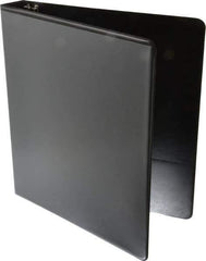 UNIVERSAL - 1" Sheet Capacity, 8-1/2 x 11", Deluxe Round Ring View Binder - Suede Grain Vinyl, Black - All Tool & Supply