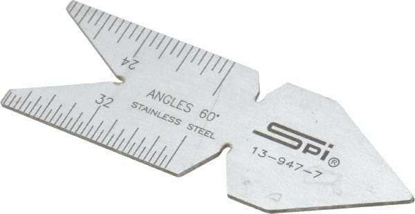 SPI - 60° Angle, Chrome Coated Steel Center Gage - 1/32 to 1/14 Inch Graduation - All Tool & Supply