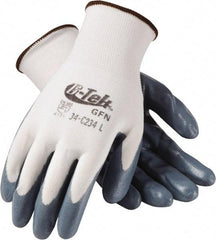 PIP - Size XL (10) Nitrile Coated Nylon General Protection Work Gloves - For General Purpose, Palm & Fingers Coated, Knit Wrist Cuff, Full Fingered, Gray/White, Paired - All Tool & Supply