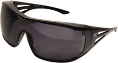 Edge Eyewear - Smoke Lenses, Frameless Safety Glasses - Scratch Resistant, Black Nylon Frame, Size Universal, Over the Glasses - All Tool & Supply