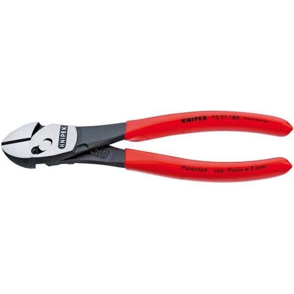 Knipex - 7-1/4" OAL, 24 AWG Capacity, Diagonal Cutter - 1" Jaw Length x 1-3/16" Jaw Width, Oval Head, Ergonomic Grip Handle - All Tool & Supply