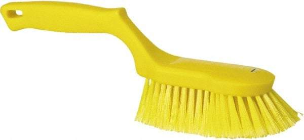 Vikan - 2" Bristle Length, Polyester Wash Brush - 5-13/16" Long x 5" Wide Head, 13-1/2" OAL, Yellow, Polypropylene Block - All Tool & Supply