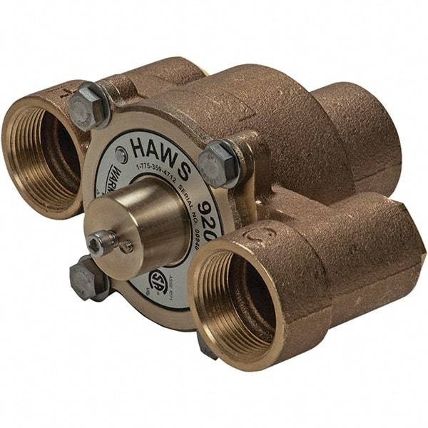 Haws - 1-1/4" Inlet, 7-5/8" Long x 3-1/2" Wide x 5-3/8" High, Brass Plumbed Wash Station Tempering Valve - Compatible with Combination Drench Shower & Eye/Face Wash Stations - All Tool & Supply