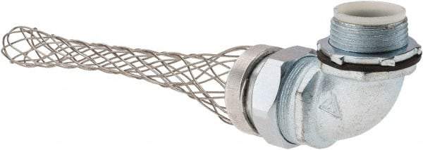 Woodhead Electrical - Liquidtight, Elbow Strain Relief Cord Grip - 1 NPT Thread, 5-1/4" Long, Iron & Zinc-plated Steel - All Tool & Supply