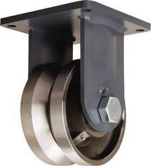 Hamilton - 8" Diam x 4" Wide, Forged Steel Rigid Caster - 15,000 Lb Capacity, Top Plate Mount, 8-1/2" x 8-1/2" Plate, Tapered Roller Bearing - All Tool & Supply