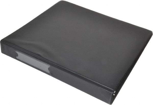 UNIVERSAL - 1" Sheet Capacity, 8-1/2 x 11", Round Ring Binder With Label Holder - Suede Finish Vinyl Cover, Black - All Tool & Supply