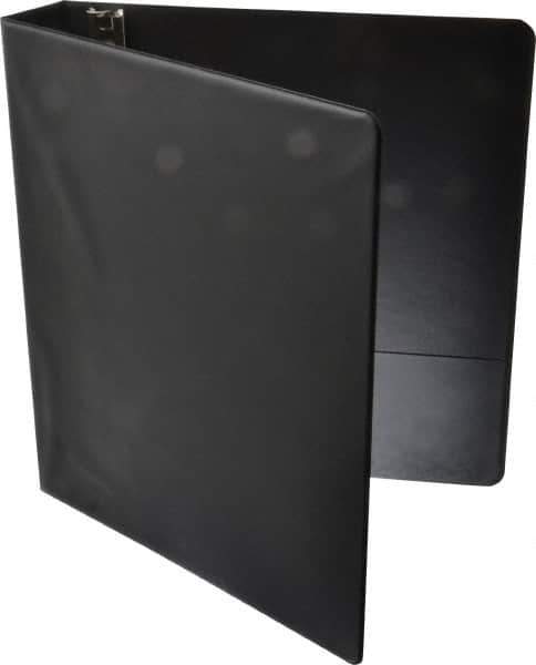 UNIVERSAL - 1-1/2" Sheet Capacity, 8-1/2 x 11", Round Ring Binder Without Label Holder - Suede Finish Vinyl Cover, Black - All Tool & Supply