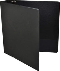 UNIVERSAL - 2" Sheet Capacity, 8-1/2 x 11", Round Ring Binder Without Label Holder - Suede Finish Vinyl Cover, Black - All Tool & Supply