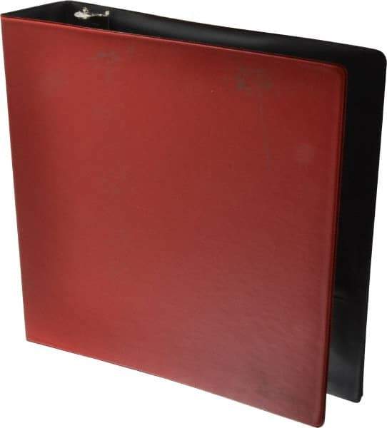 UNIVERSAL - 2" Sheet Capacity, 8-1/2 x 11", Round Ring Binder Without Label Holder - Suede Finish Vinyl Cover, Red - All Tool & Supply