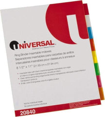 UNIVERSAL - 8-1/2 x 11" 8 Tabs, Single Sided Clear Mylar Reinforced Binding Edge, Insertable Tab Economy Indexes - Multicolor Tabs, Buff Folder - All Tool & Supply