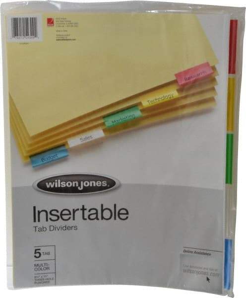 UNIVERSAL - 8-1/2 x 11" 5 Tabs, Single Side Gold Mylar Reinforced, Insertable Extended Tab Indexes - Multicolor Tabs, Buff Folder - All Tool & Supply