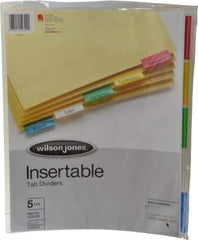 UNIVERSAL - 8-1/2 x 11" 5 Tabs, Single Side Gold Mylar Reinforced, Insertable Extended Tab Indexes - Multicolor Tabs, Buff Folder - All Tool & Supply