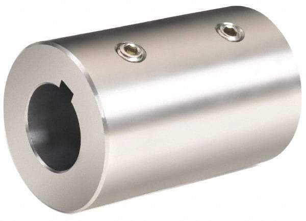 Climax Metal Products - 30mm Inside x 57mm Outside Diam, Metric Set Screw Rigid Coupling with Keyway - 101mm Long x 8mm Keyway Width x 3.3mm Keyway Depth - All Tool & Supply