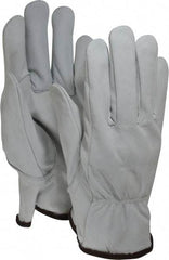 MCR Safety - Size L (9) Grain Goatskin General Protection Work Gloves - For Work & Driver, Uncoated, Slip-On Cuff, Full Fingered, White, Paired - All Tool & Supply