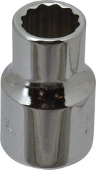 Proto - 3/8" Drive, Standard Hand Socket - 12 Points, 1-3/32" OAL, Chrome Finish - All Tool & Supply