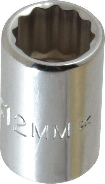 Proto - 3/8" Drive, Standard Hand Socket - 12 Points, 1-1/8" OAL, Chrome Finish - All Tool & Supply