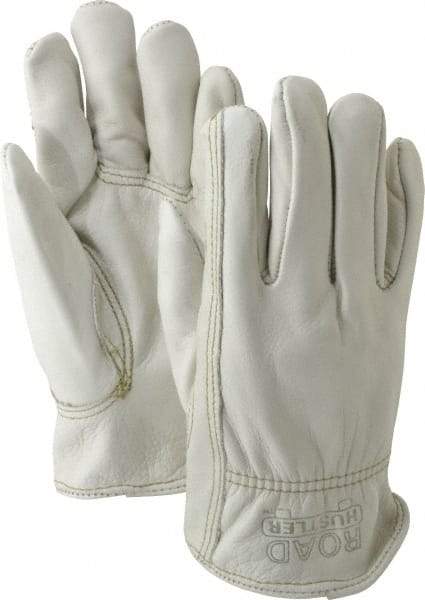 MCR Safety - Size M (8) Grain Cowhide General Protection Work Gloves - For Work & Driver, Uncoated, Slip-On Cuff, Full Fingered, Cream, Paired - All Tool & Supply