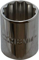 Proto - 3/8" Drive, Standard Hand Socket - 12 Points, 2-3/32" OAL, Alloy Steel, Chrome Finish - All Tool & Supply