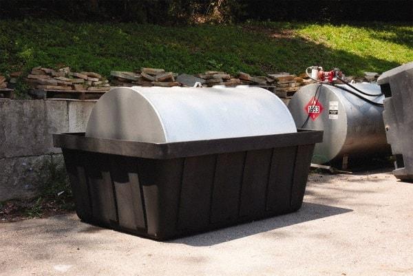 Eagle - 635 Gal Sump, 10,000 Lb Capacity, 1 Drum, Polyethylene Spill Deck or Pallet - 88" Long x 62" Wide x 33" High, Black, Drain Included, Horizontal, 1 Tank Drum Configuration - All Tool & Supply