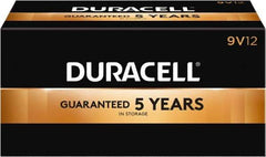 Duracell - Size 9V, Alkaline, 12 Pack, Standard Battery - 9 Volts, Snap Terminal, 6LR61, ANSI 1604A Regulated - All Tool & Supply