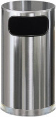 Rubbermaid - 12 Gal Silver Round Decorative Waste Receptacle With Top - Steel, 28" High - All Tool & Supply