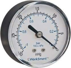 Value Collection - 2-1/2" Dial, 1/4 Thread, 30-0 Scale Range, Pressure Gauge - Center Back Connection Mount, Accurate to 3-2-3% of Scale - All Tool & Supply