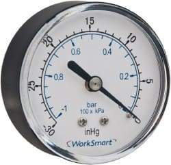 Value Collection - 2-1/2" Dial, 1/4 Thread, 0-60 Scale Range, Pressure Gauge - Center Back Connection Mount, Accurate to 3-2-3% of Scale - All Tool & Supply