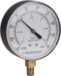 Value Collection - 3-1/2" Dial, 1/4 Thread, 0-160 Scale Range, Pressure Gauge - Lower Connection Mount, Accurate to 3-2-3% of Scale - All Tool & Supply