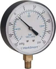 Value Collection - 1-1/2" Dial, 1/8 Thread, 0-100 Scale Range, Pressure Gauge - Lower Connection Mount, Accurate to 3-2-3% of Scale - All Tool & Supply