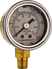 Value Collection - 1-1/2" Dial, 1/8 Thread, 0-1,000 Scale Range, Pressure Gauge - Lower Connection Mount, Accurate to 3-2-3% of Scale - All Tool & Supply