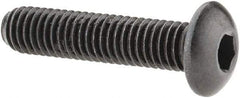 Made in USA - #10-32 UNF Hex Socket Drive, Button Screw - Alloy Steel, Black Oxide Finish, Fully Threaded, 7/8" Length Under Head - All Tool & Supply