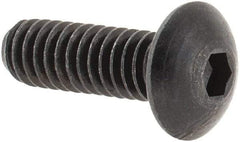 Made in USA - #8-32 UNC Hex Socket Drive, Button Screw - Alloy Steel, Black Oxide Finish, Fully Threaded, 1/2" Length Under Head - All Tool & Supply