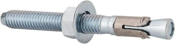 Powers Fasteners - 3/8" Diam, 3/8" Drill, 3-1/2" OAL, 1-5/8" Min Embedment Wedge Expansion Concrete Anchor - Stainless Steel (Clip)/Steel (Body), Zinc-Plated Finish, Hex Nut Head, Hex Drive, 2-1/4" Thread Length - All Tool & Supply